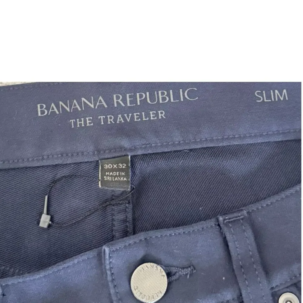 Banana Republic The Traveler Navy Blue Slim Pants Sz 30x32